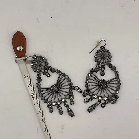 “EARRINGS” BoHo Chandelier Style Faceted Black Stone Earrings. - Picture 6 of 6